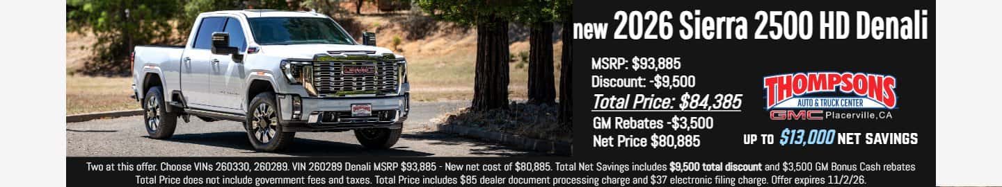 new 2026 GMC Sierra 2500 Duramax $13,000 net savings