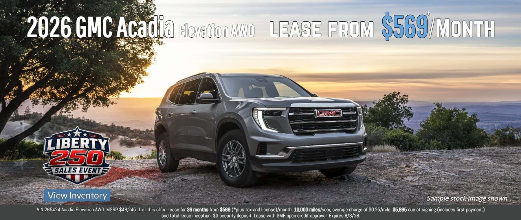 new 2026 GMC Acadia Elevation lease for $569 a month in Placerville, CA