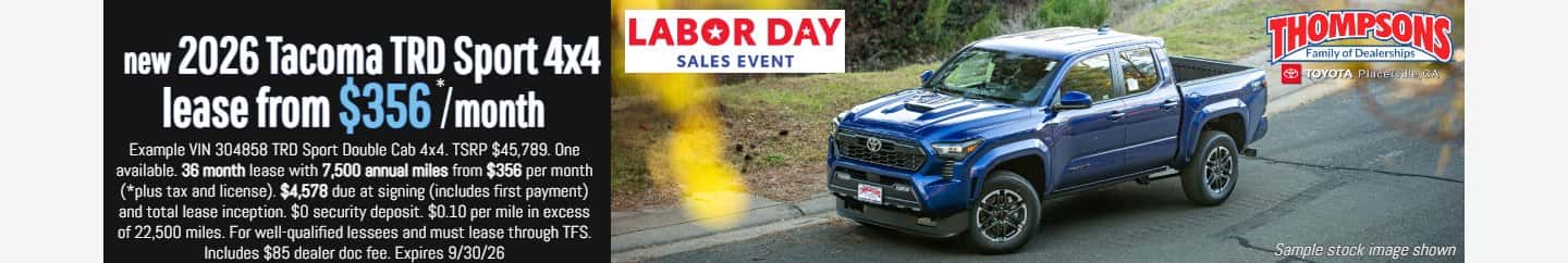 $356 a month 2026 toyota tacoma trd sport labor day lease special