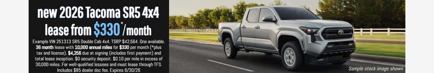 new 2026 toyota tacoma lease special in placerville