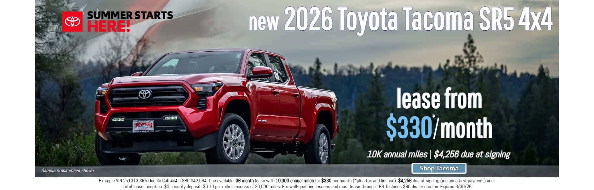 new 2026 toyota tacoma lease special in placerville