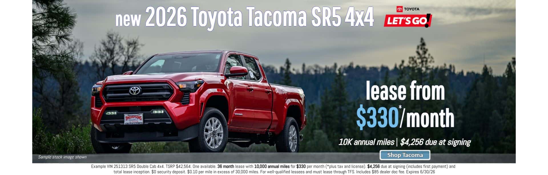 new 2026 toyota tacoma lease special in placerville
