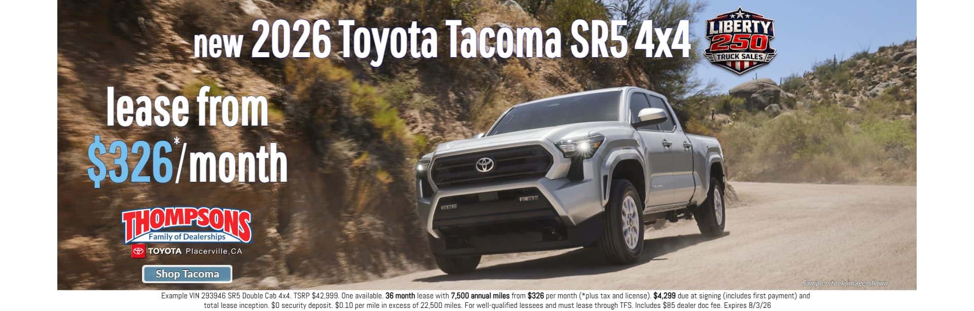 new 2026 toyota tacoma lease special placerville california