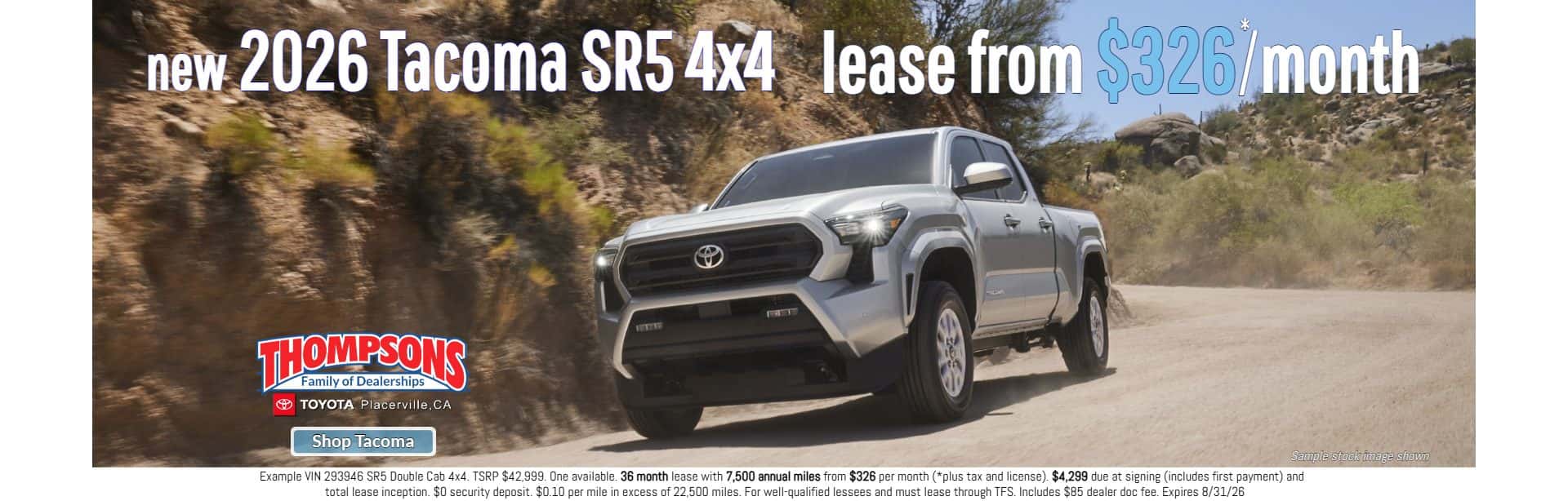 $326 a month lease special 2026 Tacoma SR5 for sale in Placerville