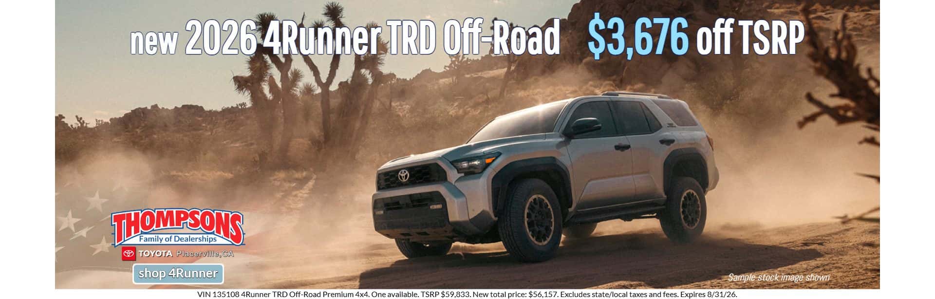 new 2026 toyota 4runner trd off road discount for sale in placerville