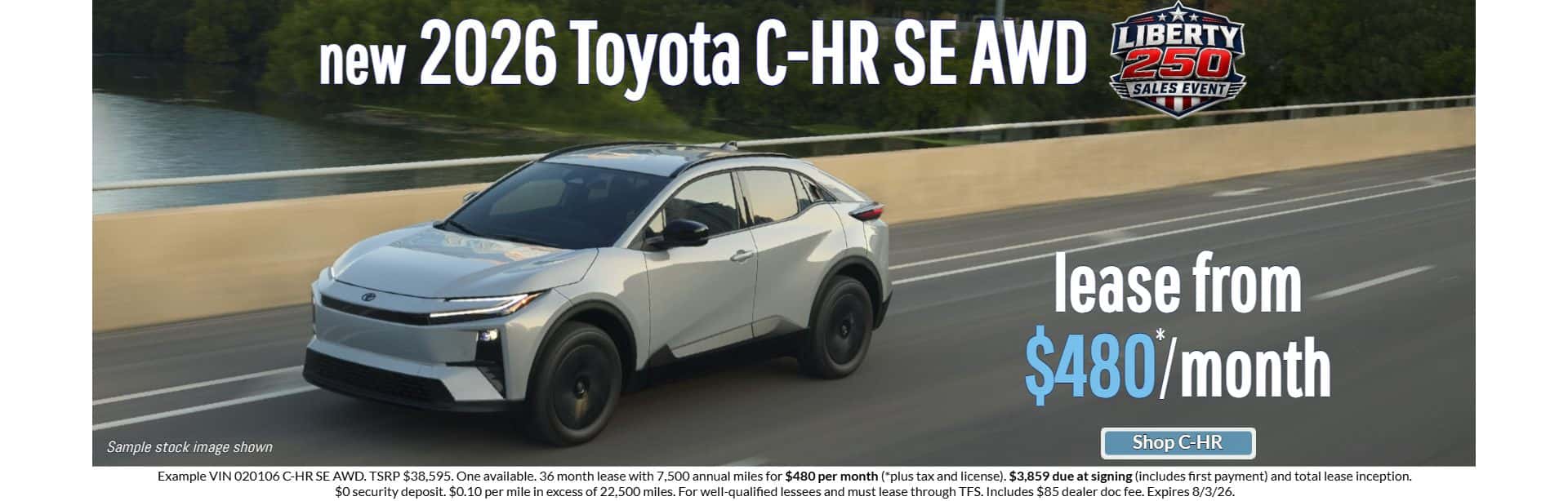 new 2026 toyota c-hr $480 lease special at Thompsons Toyota in Placerville