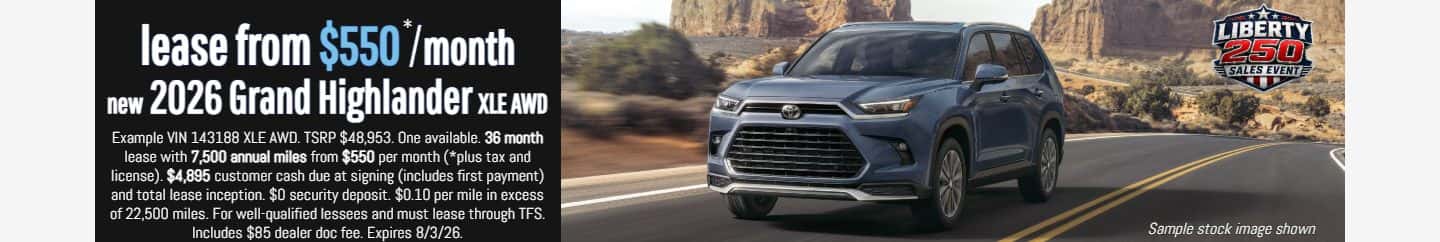 new 2026 Toyota Grand Highlander $550 lease special in Placerville