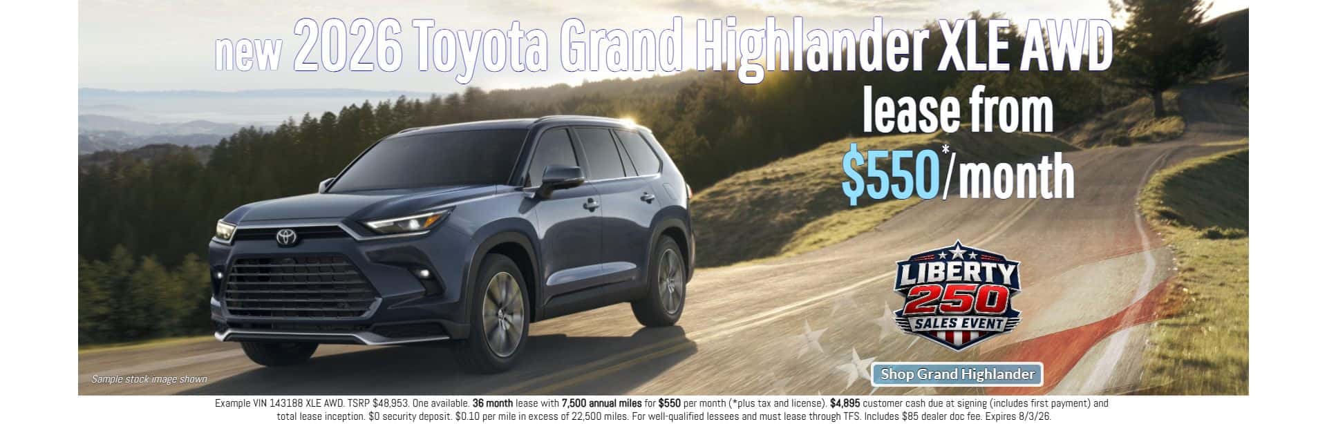 new 2026 Toyota Grand Highlander $550 lease special in Placerville