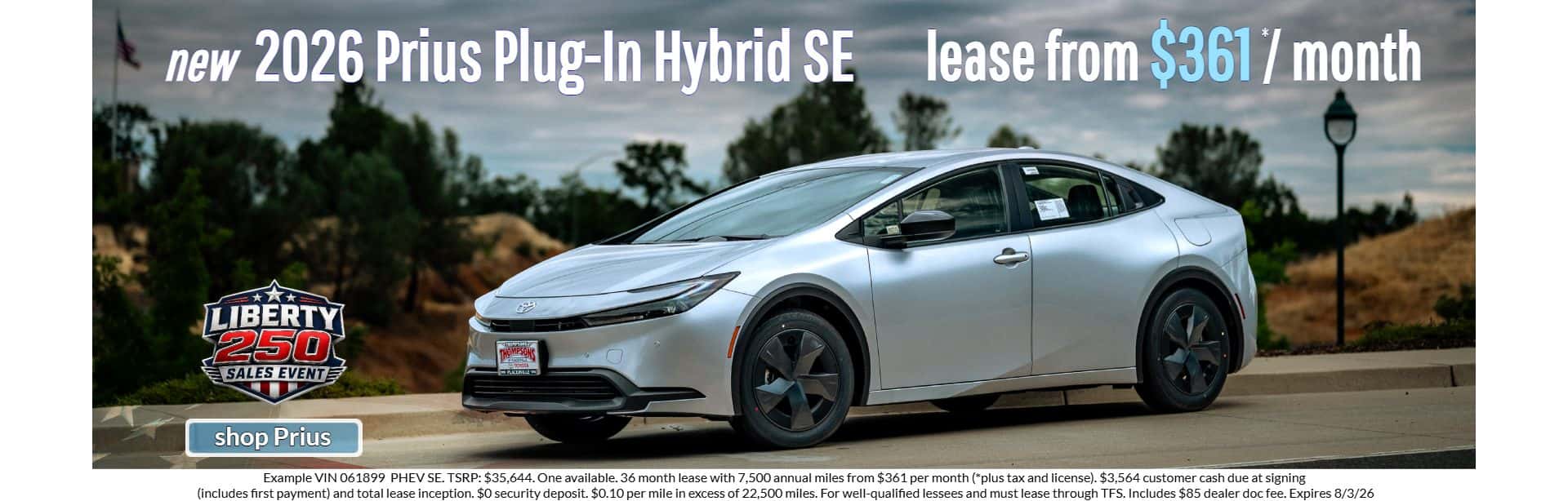 new 2026 toyota prius plug-in hybrid lease special in placerville, CA