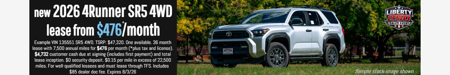 new 2026 toyota 4runner lease special in placerville, ca