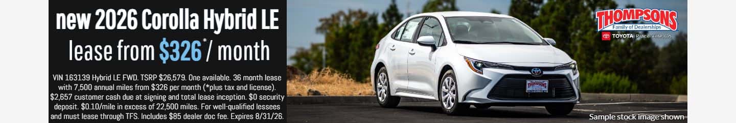 $326 monthly lease special 2026 toyota corolla hybrid