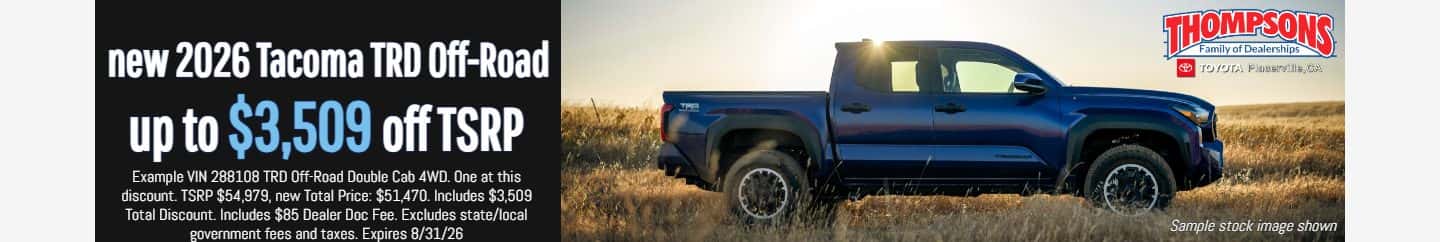 new 2026 toyota tacoma trd off road best deals thompsons toyota in placerville
