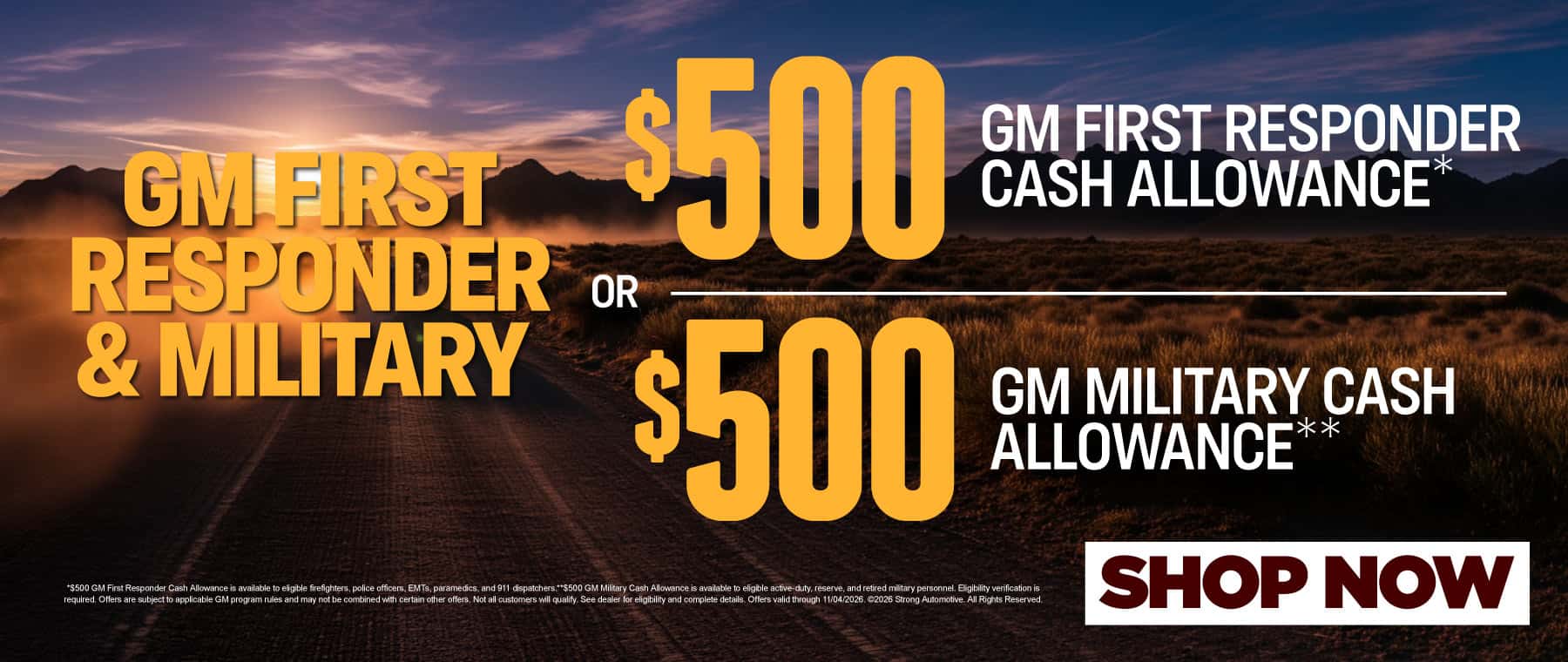 GM First Responder & Military "$500 GM First Responder Cash Allowance* OR $500 GM Military Cash Allowance**"