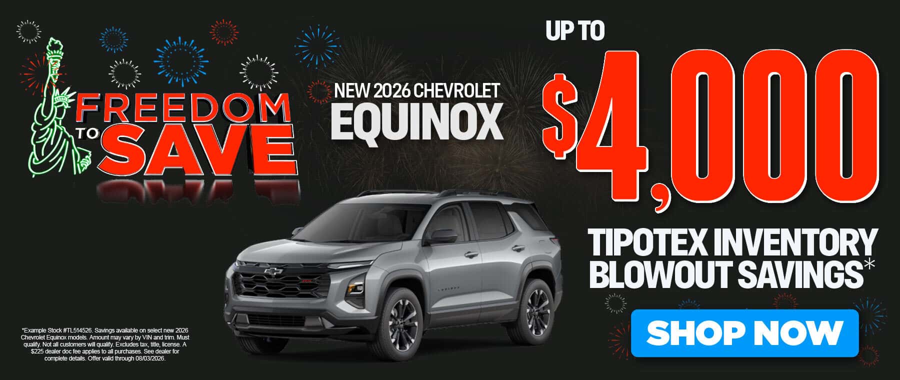 New 2026 Chevrolet Equinox Up to $4,000 Tipotex Inventory Blowout Savings*