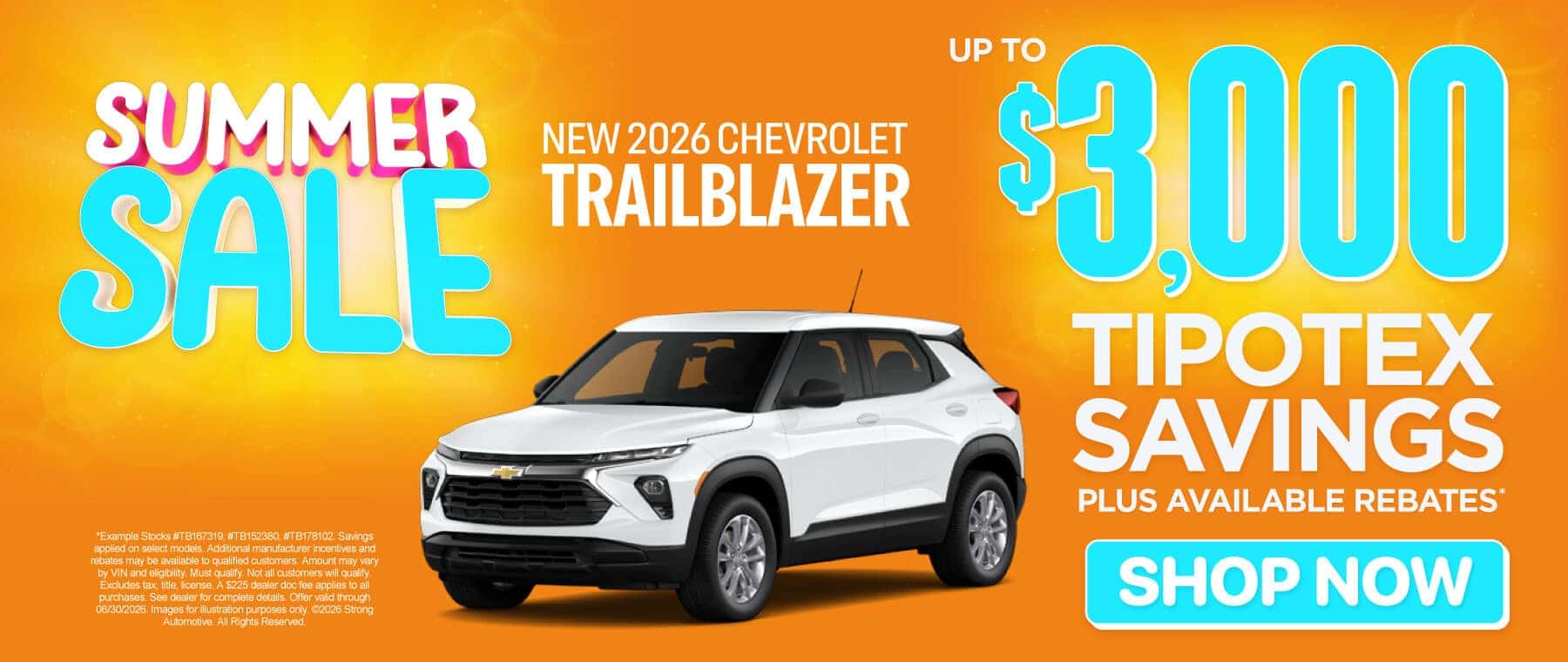 New 2026 Chevrolet Trailblazer Up to $3,000 Tipotex Savings Plus Available Rebates*