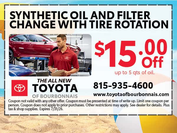 Synthetic Oil & Filter Change w/ Tire Rotation | Toyota of Bourbonnais