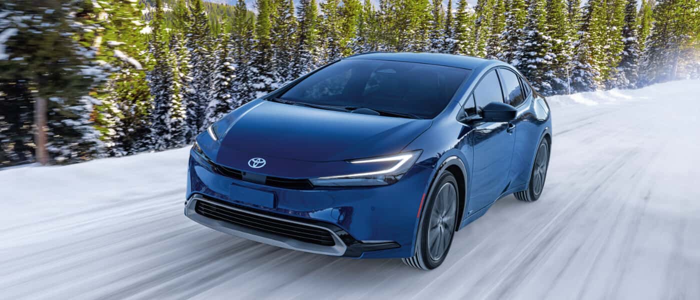2026 Toyota Prius Exterior Blurred On Snowy Road