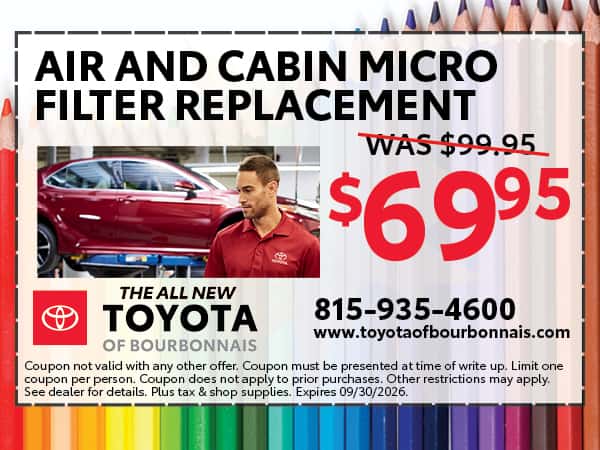 Air & Cabin Micro Filter Replacement | Toyota of Bourbonnais