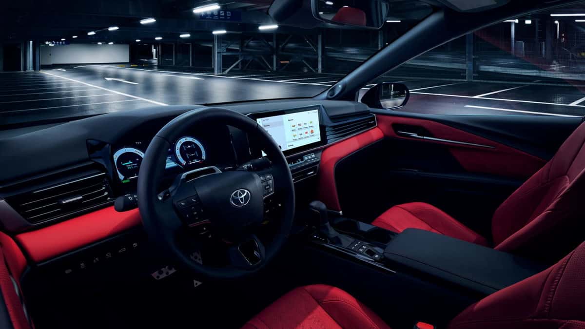 2026 Toyota Camry Hybrid 12.3-inch touchscreen and digital gauge cluster on the dashboard
