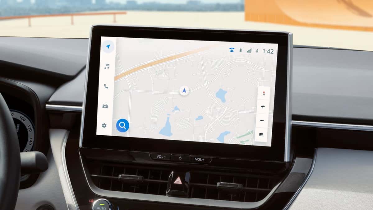 2026 Toyota Corolla Hybrid 10.5-inch touchscreen displaying navigation on the dashboard