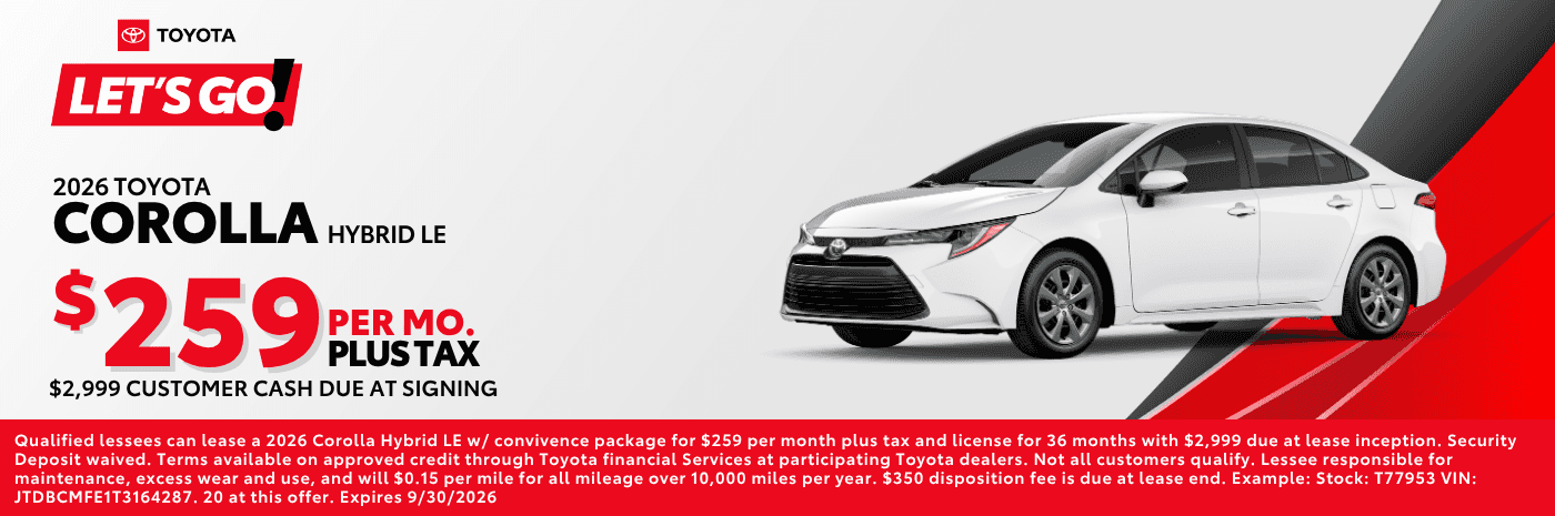 2026 Toyota Corolla Hybrid LE Offer