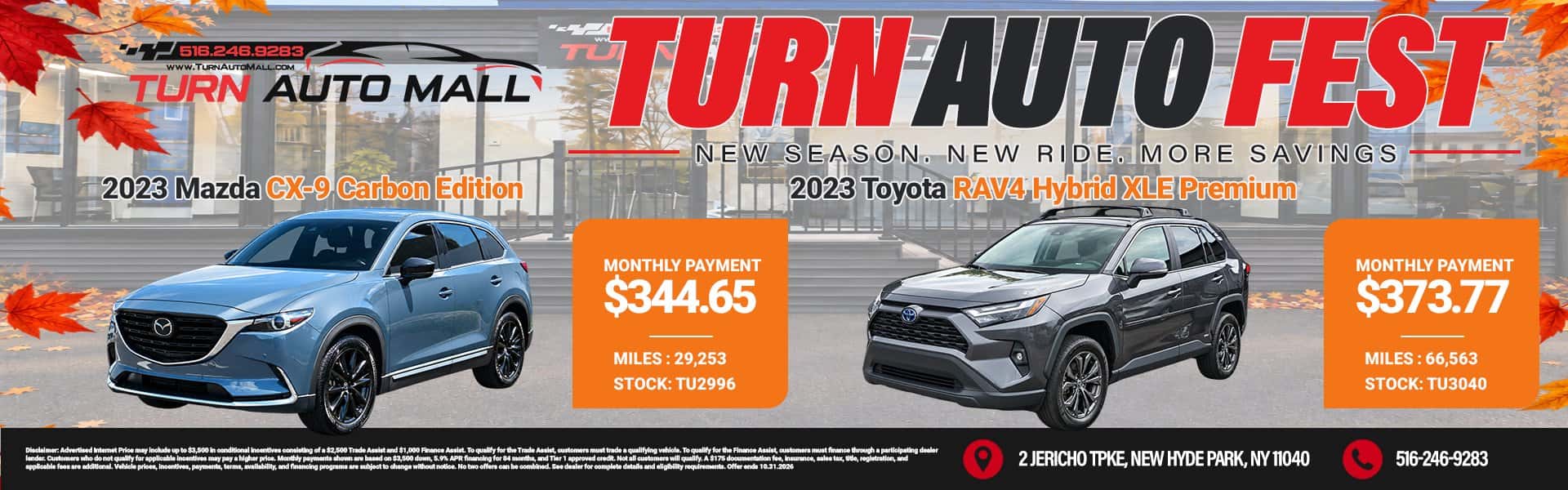 2023 Mazda CX-9 Carbon Edition 2023 Toyota RAV4 Hybrid XLE Premium