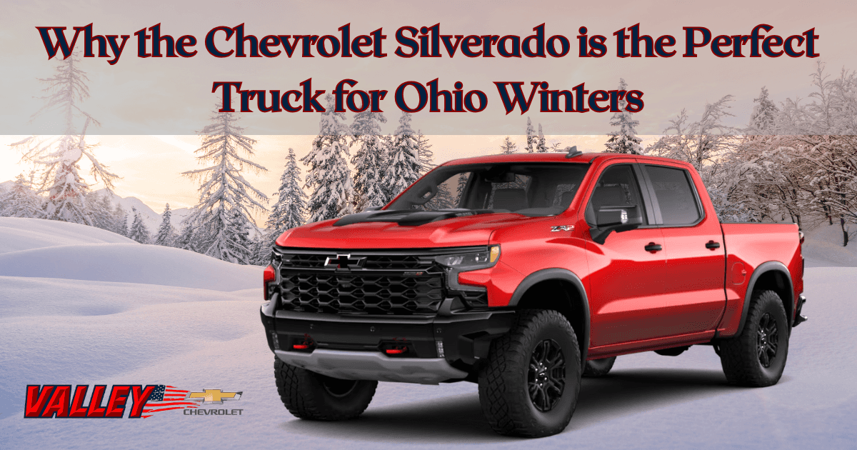 2025 Chevrolet Silverado pickup truck in Ohio winter landscape