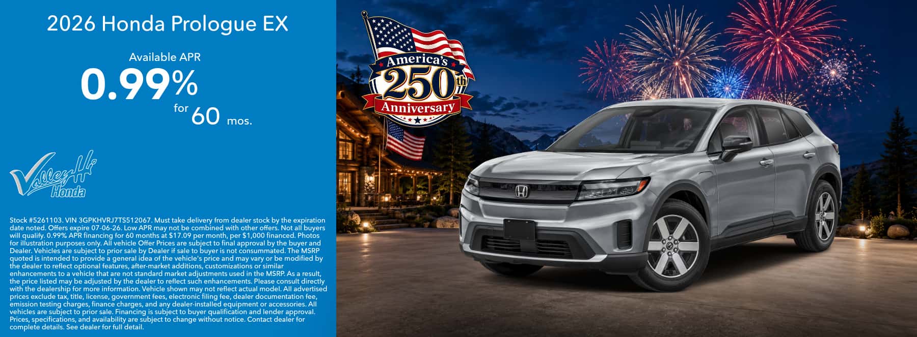 Honda Prologue 0.99% APR