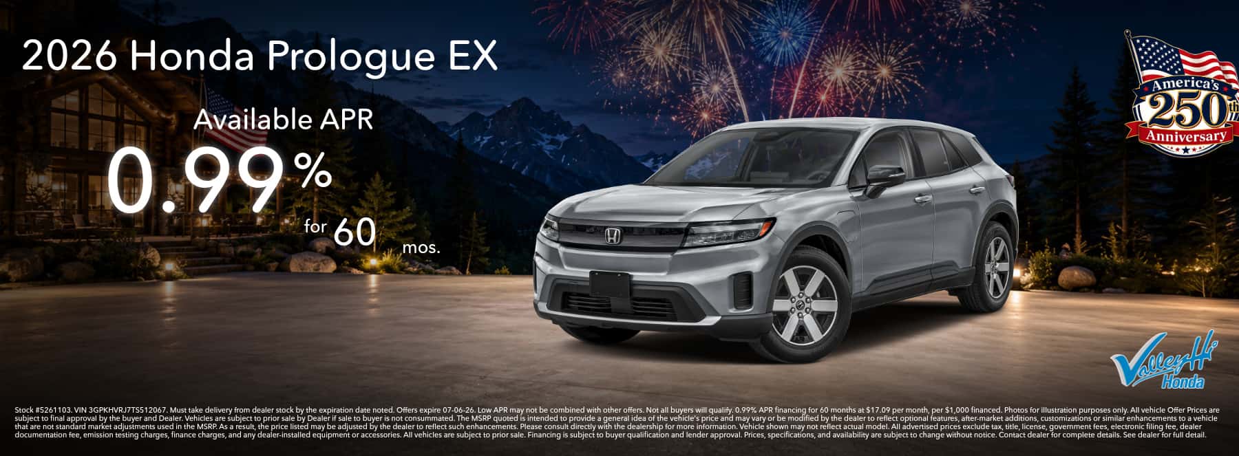 Honda Prologue 0.99% APR