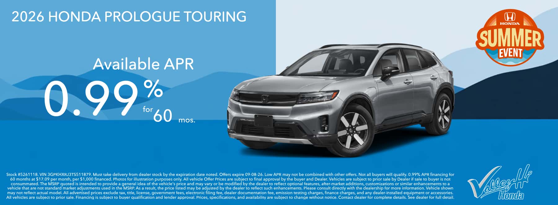 Honda Prologue 0.99% APR