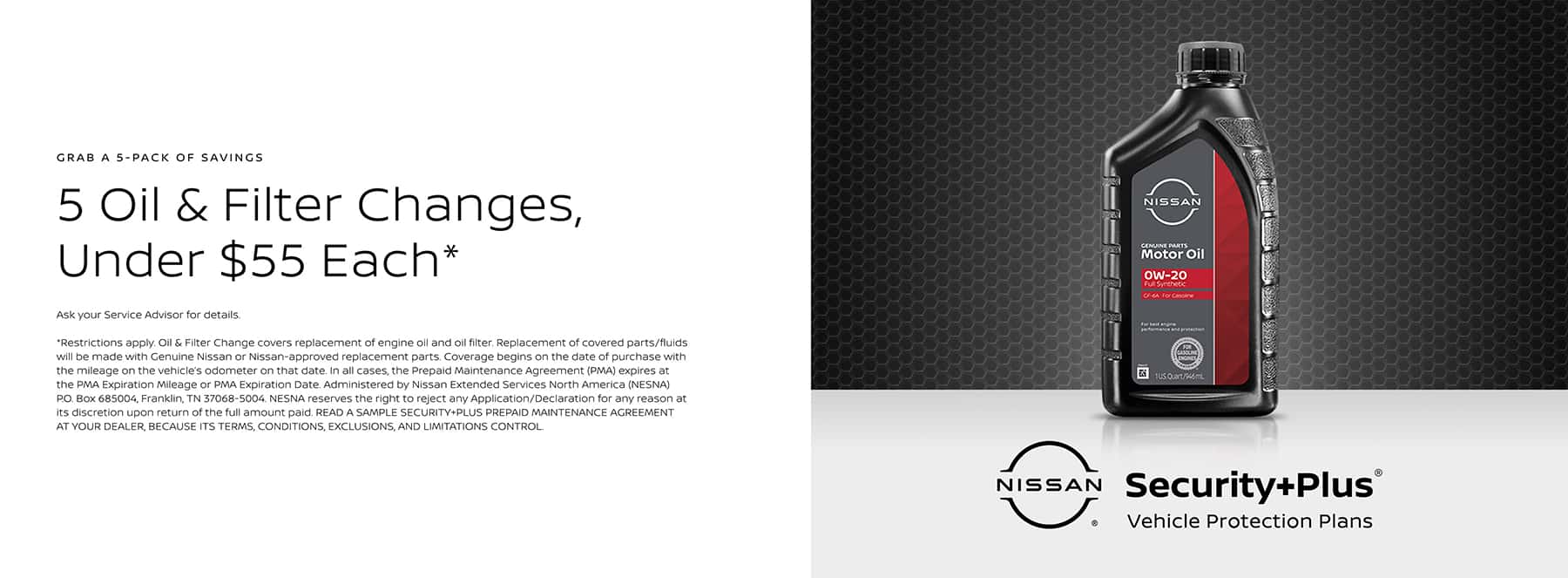 Nissan 5-Pack Oil Change Offer