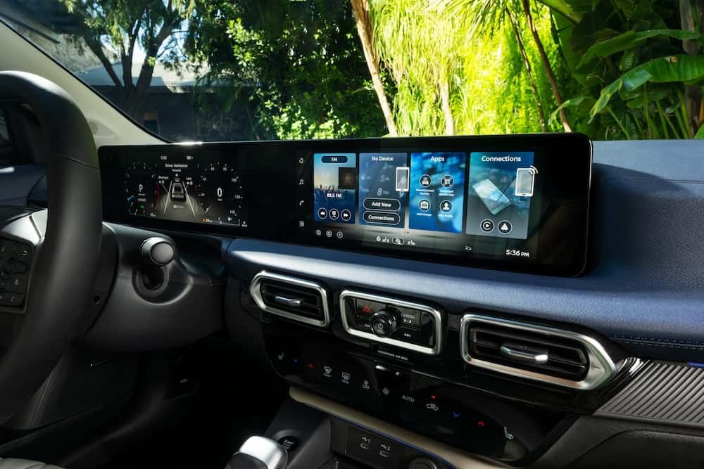 2027 Nissan Sentra SL dashboard with dual 12.3-inch displays and climate controls