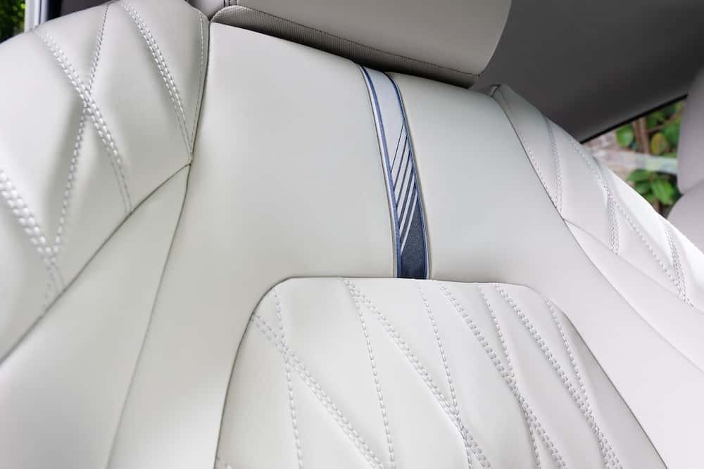 Close-up of quilted light gray TailorFit seats in the 2027 Nissan Sentra SL