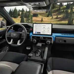 2025 Toyota Tacoma Front Row Interior with Blue Accents