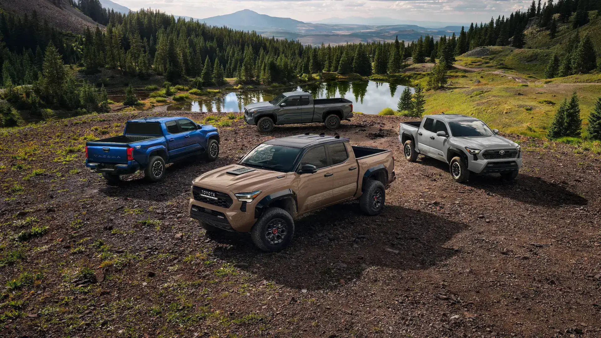 2025 Toyota Tacoma Model Lineup Parked Together Off Road