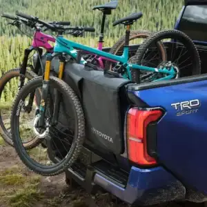 2025 Toyota Tacoma with Tailgate Pad Carrying Mountain Bikes