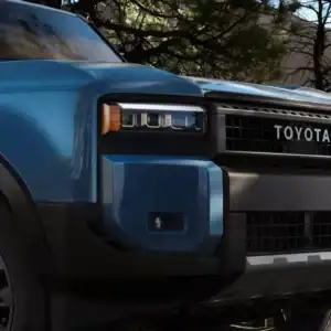 2026 Toyota Land Cruiser Closeup of Grille and Front Passenger Wheel