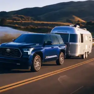 2026 Toyota Sequoia Blueprint towing an Airstream