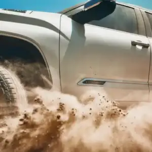 2026 Toyota Sequoia Wind Chill Pearl kicking up dust