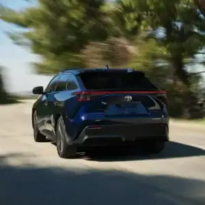 2026 Toyota bZ Rear View in Motion