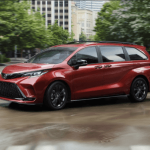 2026 Toyota Sienna XSE Ruby Flare Pearl in motion