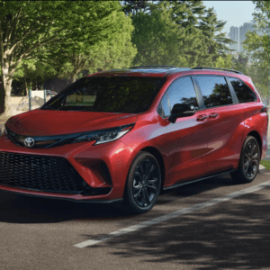 2026 Toyota Sienna XSE Ruby Flare Pearl in parking spot