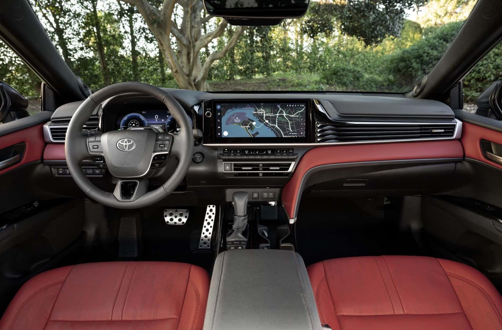 2026 Camry XSE Cockpit Red Leather front row interior
