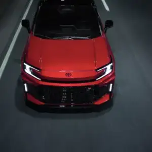 2026 Toyota RAV4 PHEV Supersonic Red with black roof top view
