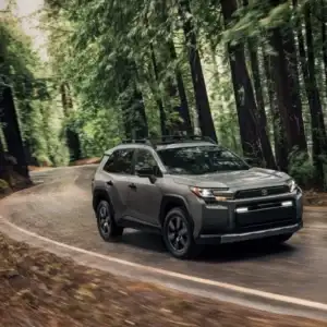 2026 Toyota RAV4 PHEV Woodland Urban Rock in the woods