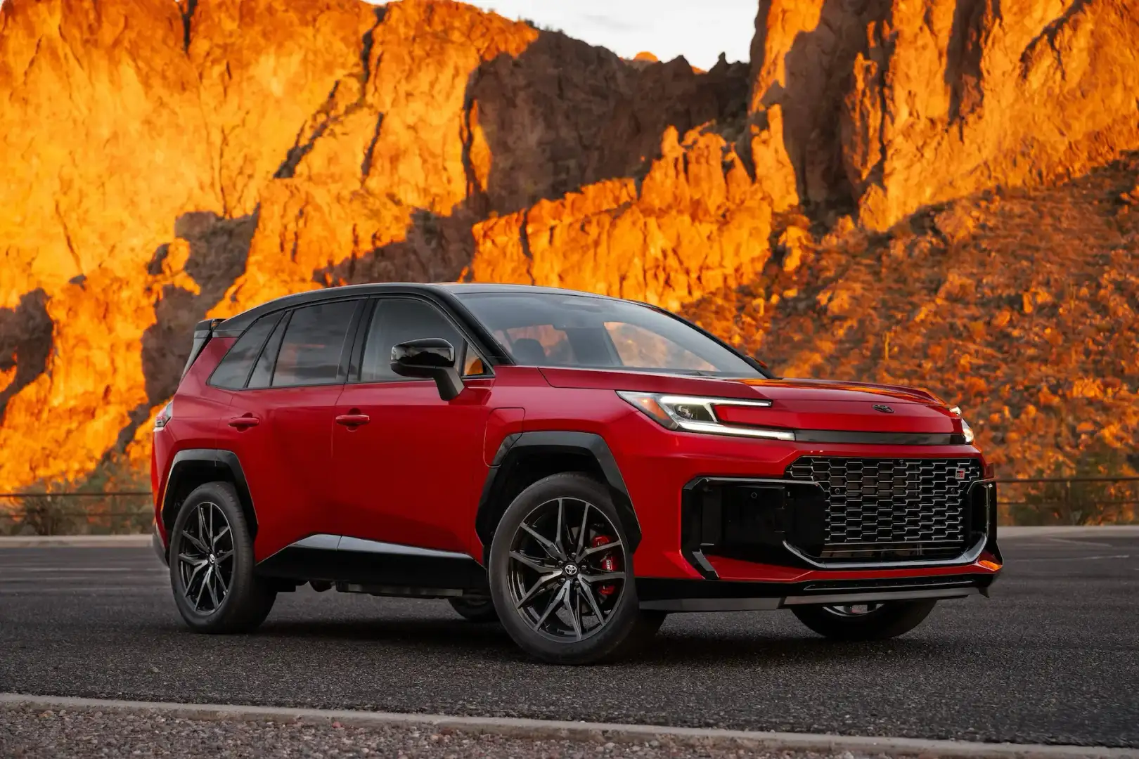 Red 2026 Toyota Rav4 GR Sport parked on pavement