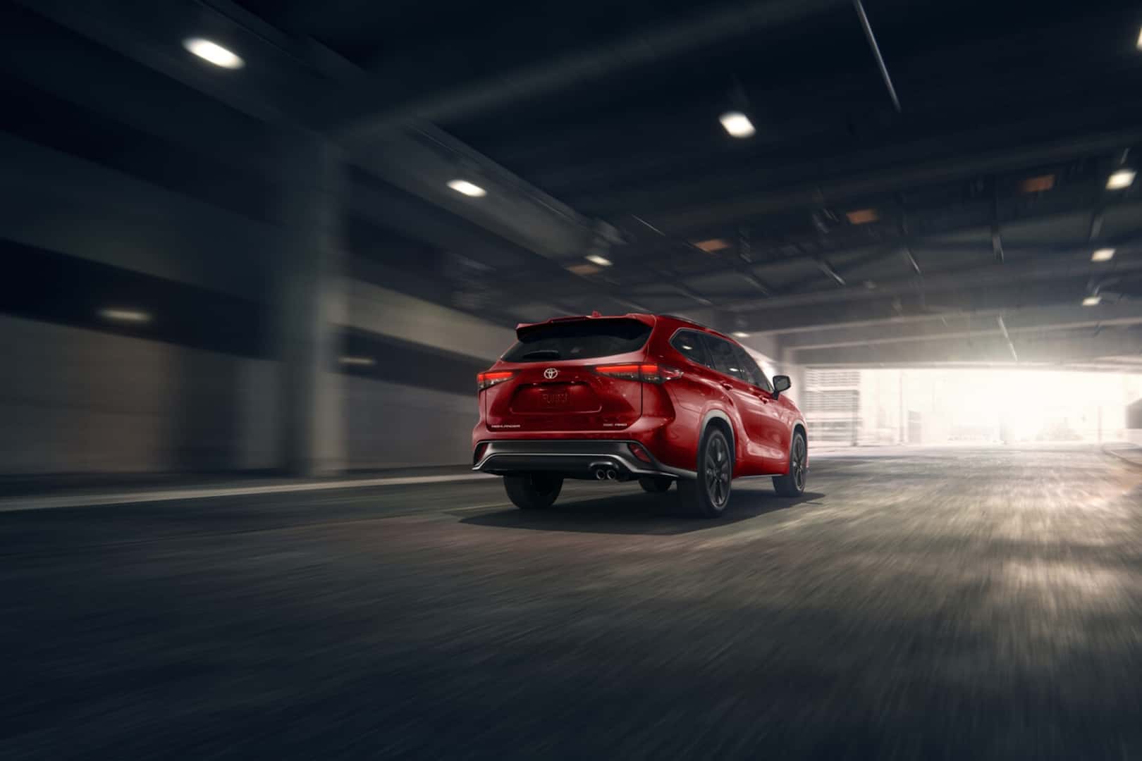 2026 Toyota Highlander Red in Parking Garage