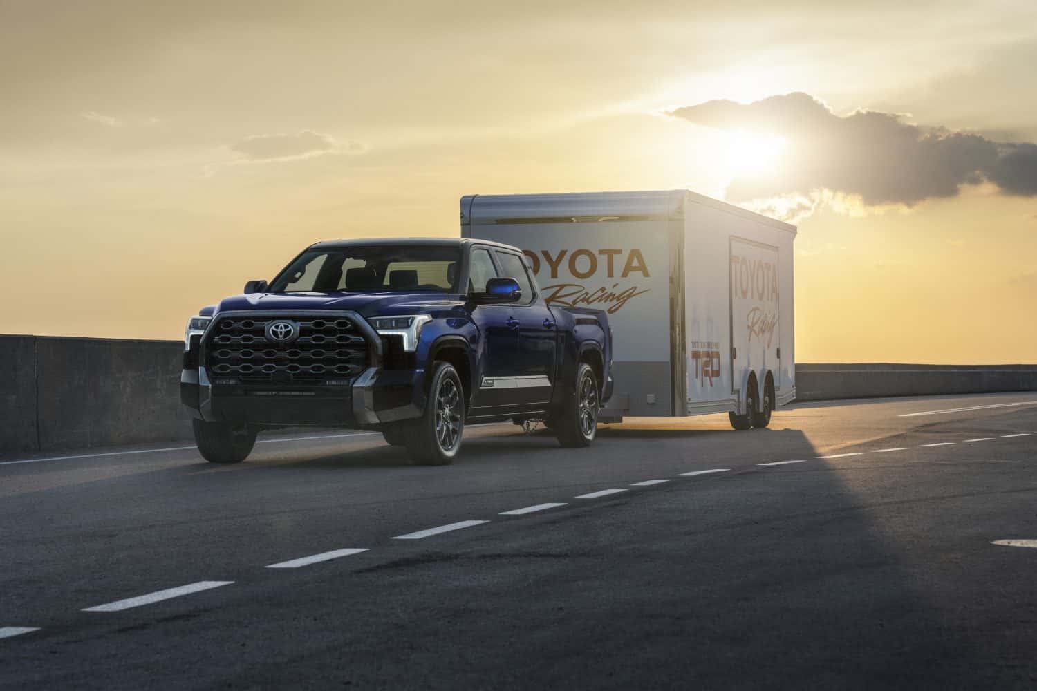 2026 Toyota Tundra towing a trailer through the High Desert. (Representative image for illustration purposes only. Actual vehicle may vary based on trim and configuration.)