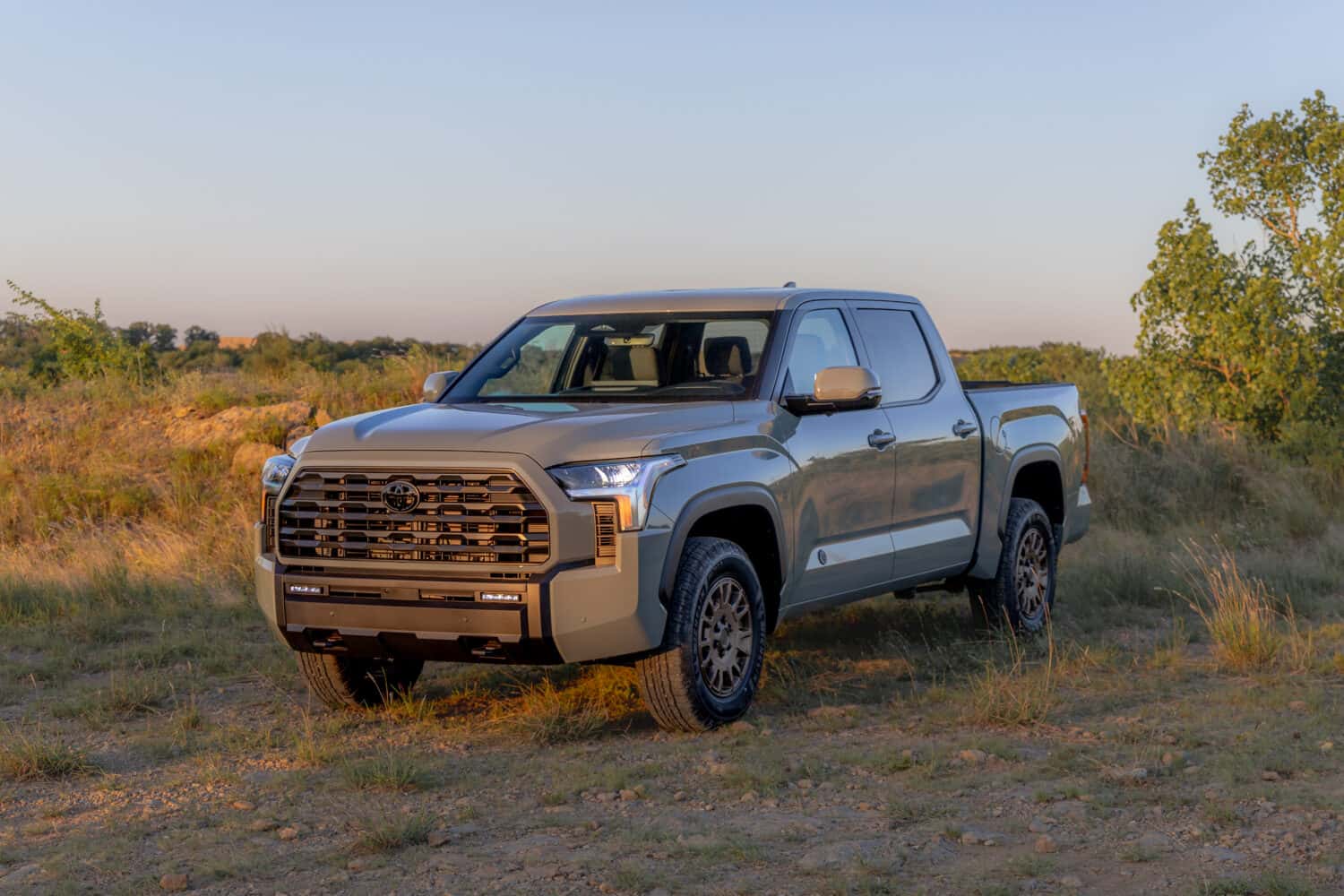 2027 Toyota Tundra Trailhunter in gray parked in a field