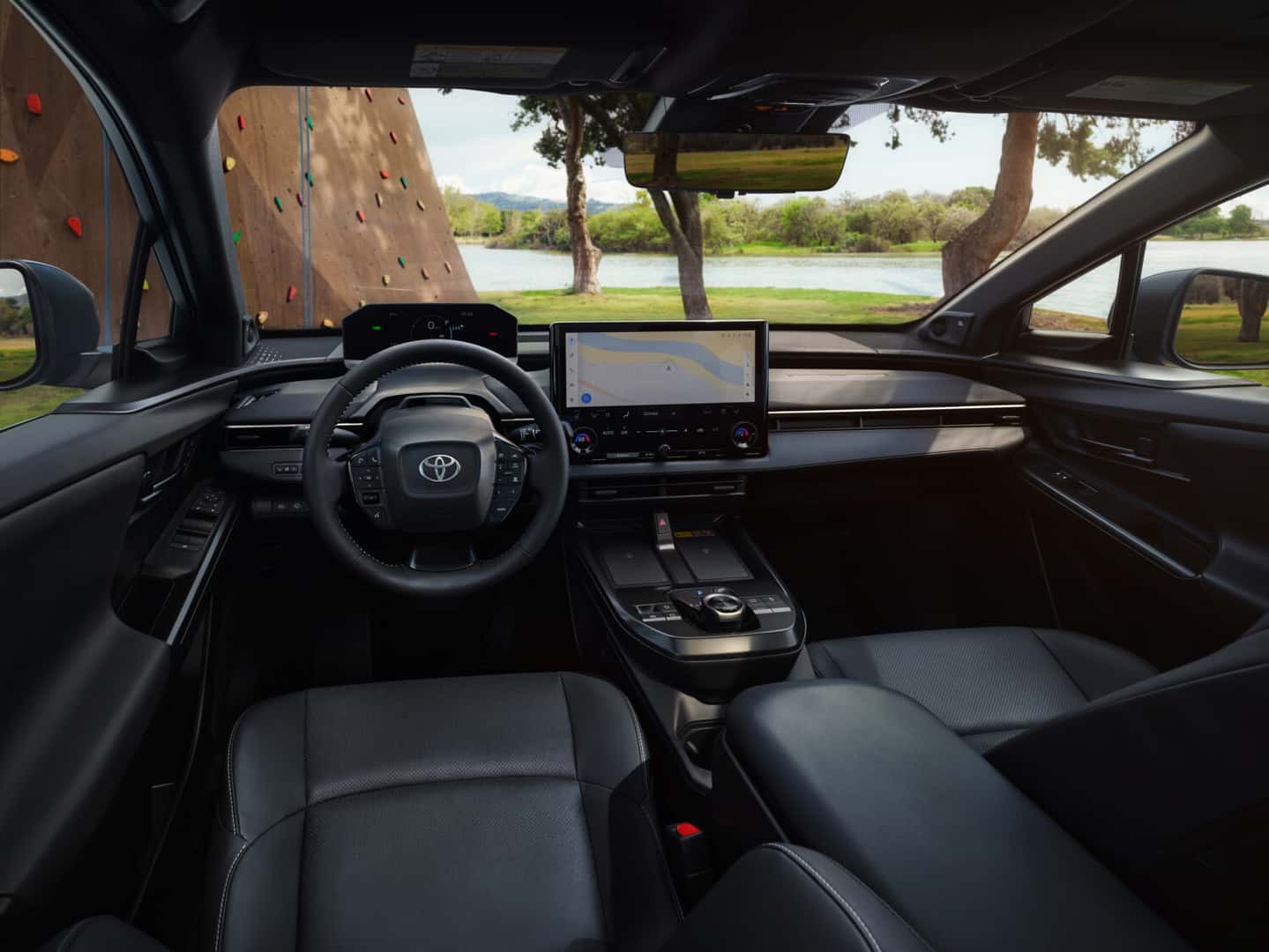 2027 Toyota bZ interior viewed from between the front seats